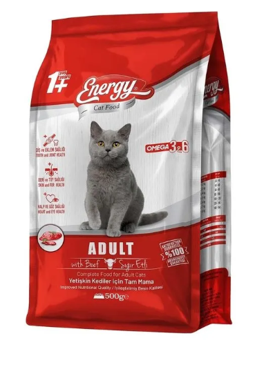 Energy kuru Kedi Maması 500 Gr Sığır Etli